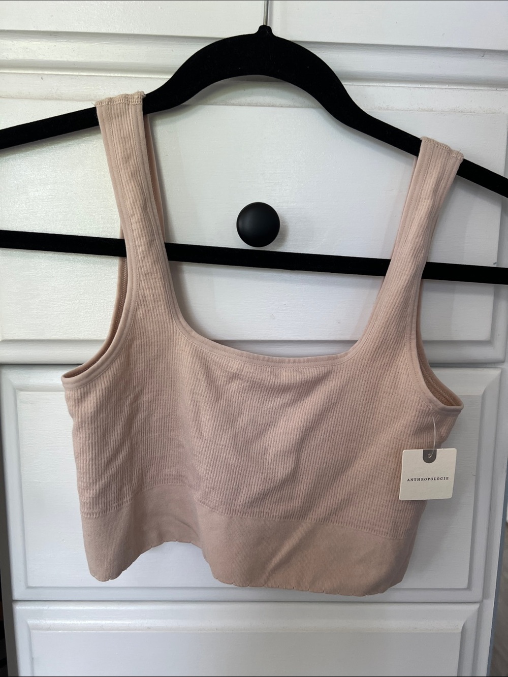 Anthropologie Ribbed Scoop Crop Tank bralette in nude